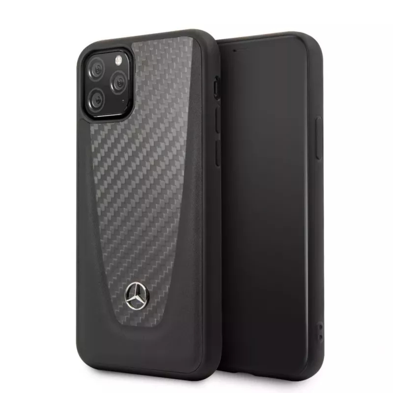 Mercedes-Benz Apple iPhone 11 Pro hardcase leer carbon zwart