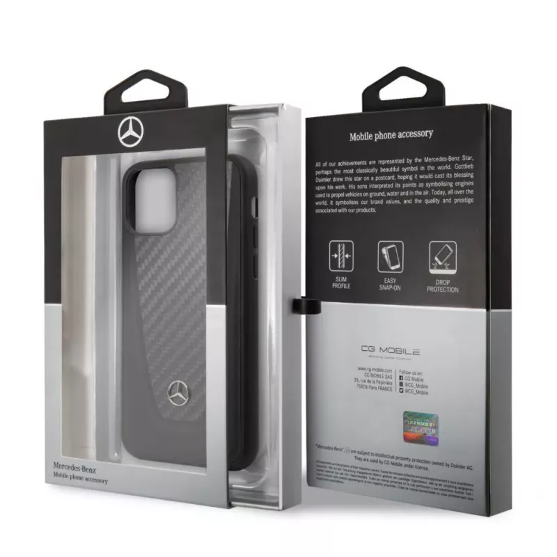 Mercedes-Benz Apple iPhone 11 Pro hardcase leer carbon zwart
