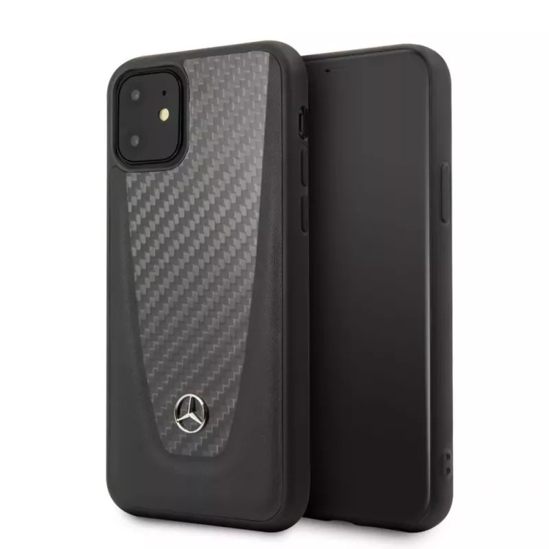 Mercedes-Benz Apple iPhone 11 hardcase leer carbon zwart