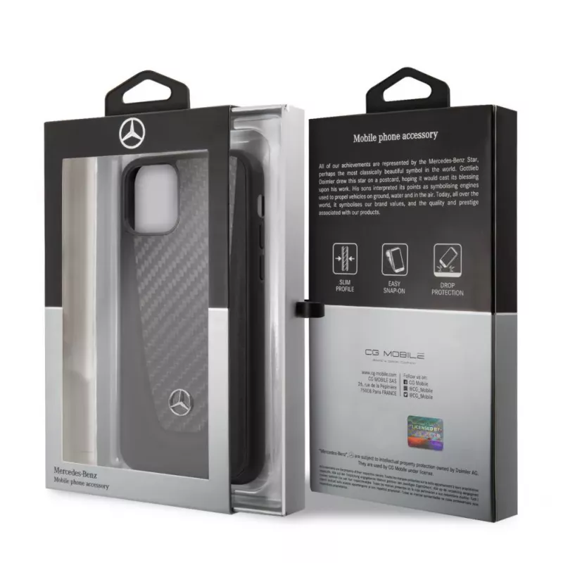 Mercedes-Benz Apple iPhone 11 hardcase leer carbon zwart