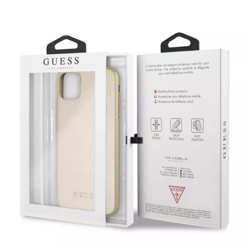 Guess Apple iPhone 11 Pro Max Iridescent PU hard case goud