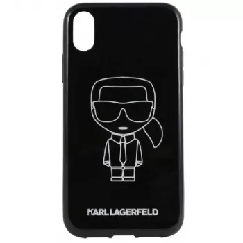Karl Lagerfeld iPhone XR PC/TPU Glitter Ikonik White Outline zwart