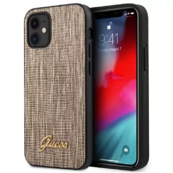 Guess Apple iPhone 12 mini 5,4 inch Lizard Cover goud