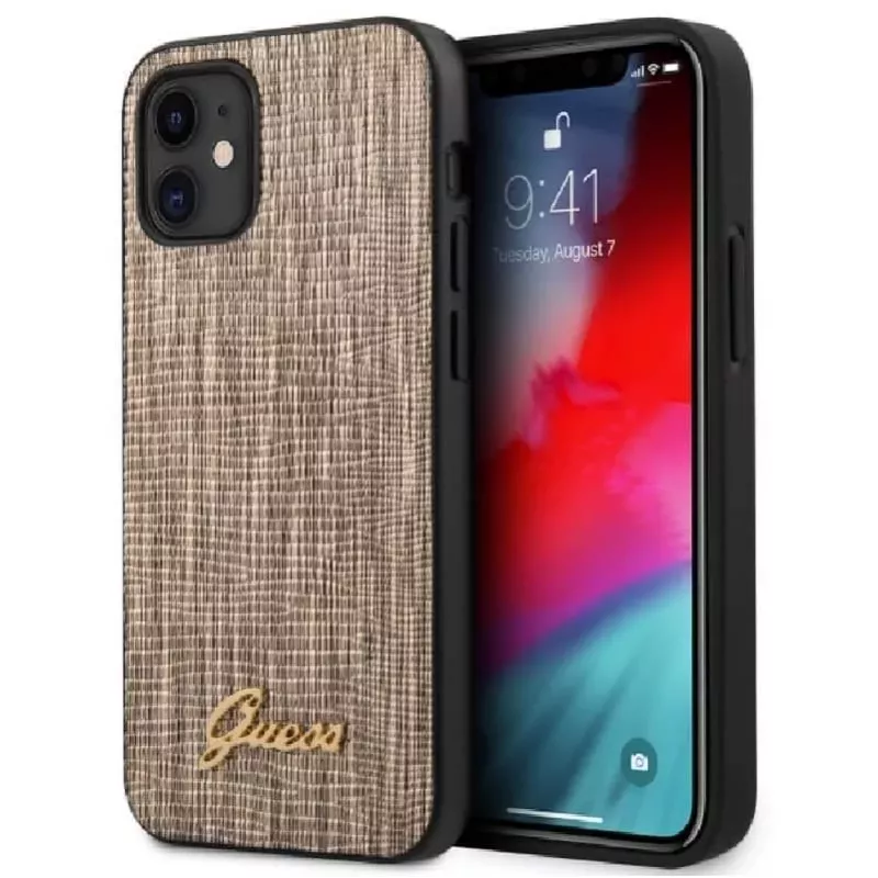Guess Apple iPhone 12 mini 5,4 inch Lizard Cover goud
