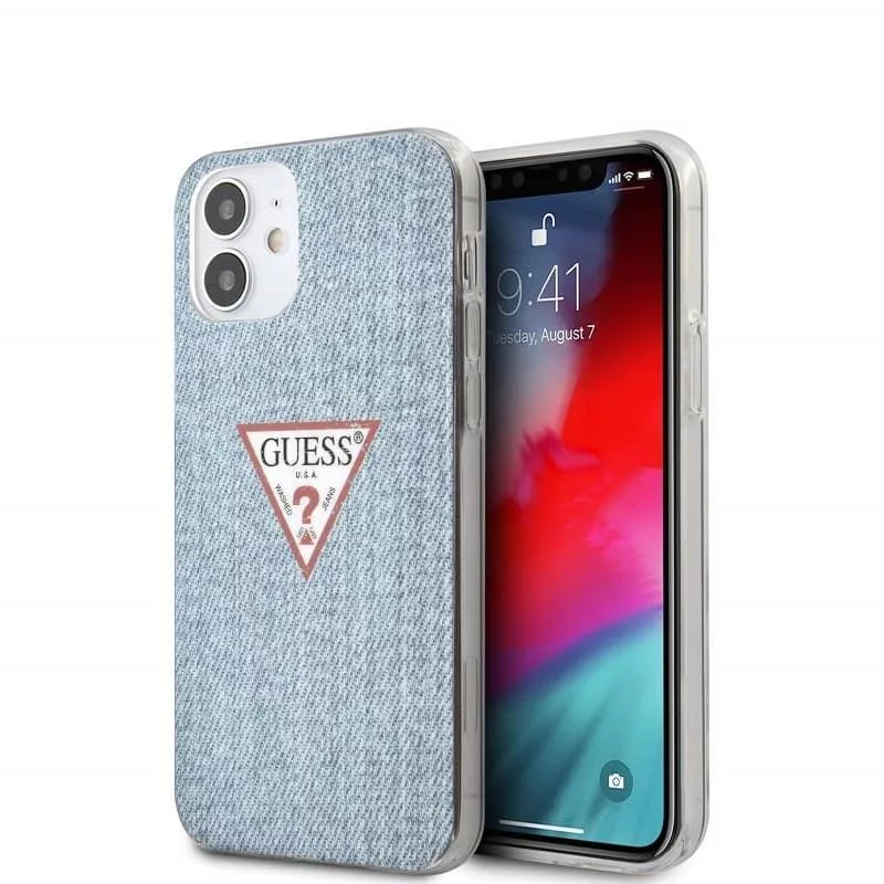 Guess Apple iPhone 12 mini 5,4'' PC/TPU Denim Triangle Cover lichtblauw