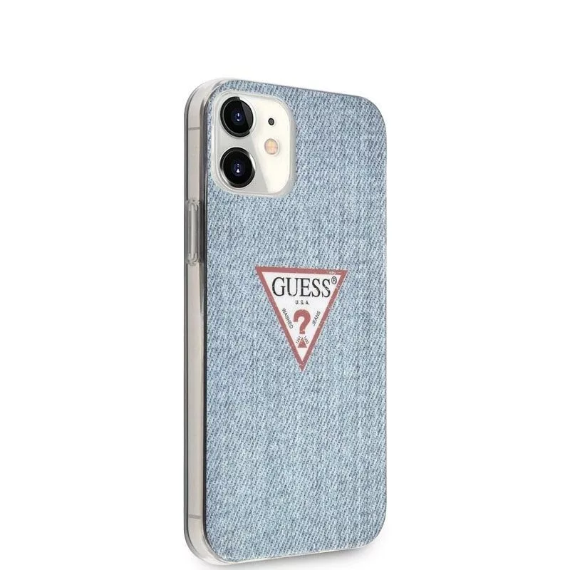 Guess Apple iPhone 12 mini 5,4'' PC/TPU Denim Triangle Cover lichtblauw