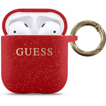Guess AirPods Pro Glitter siliconen case rood