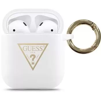 Guess Apple AirPods Triangle siliconen case wit