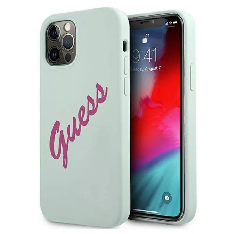 Guess Apple iPhone 12 Pro Max 6,7 inch Fuschia Cover blauw