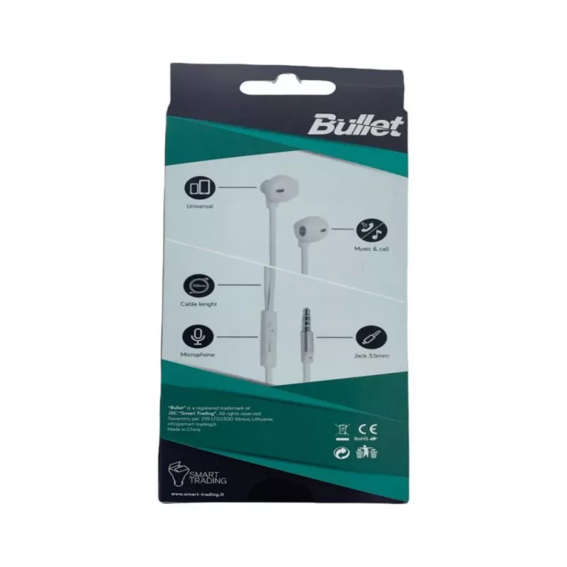 BULLET oordopjes 3,5mm, 120 cm, wit
