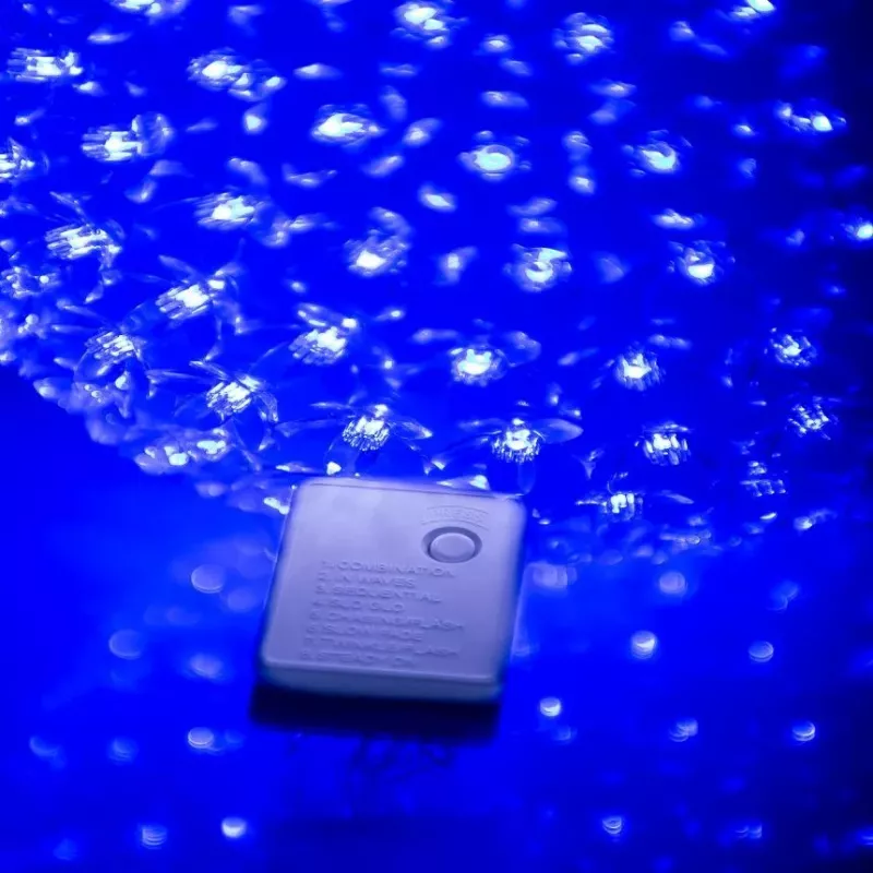 iLike decoratieve LED-lichtbol met bloemen 300 LEDs blauw 25 cm
