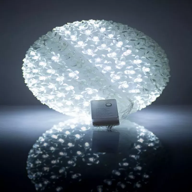 iLike Bumba ar puķēm 466 300LED D-25cm wit decoratieve LED-lichtbol