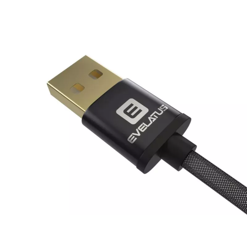 Evelatus datakabel Micro USB EDC02 dual side gold plated connectors zwart