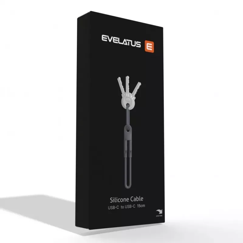 Evelatus USB C naar USB C siliconenkabel 0,2m grijs
