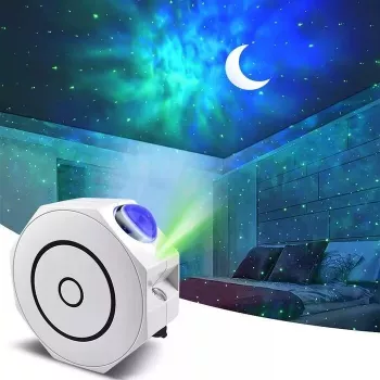 Elight OC1 Octagon Laser Galaxy Star Projector met geluid / Bluetooth app-bediening & afstandsbediening Wit