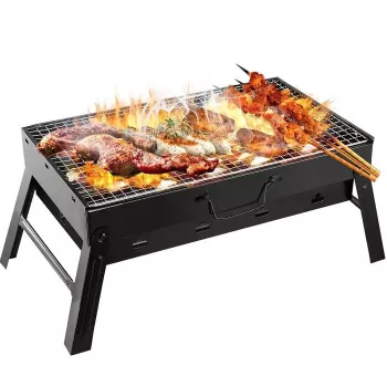 iLike Grillpapa Super Compact Foldable houtskoolbarbecue 36x29x6,8 cm voor picknick en kamperen