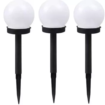 Elight Garden Solar Globe Light Set 3 stuks 10cm koud wit LED met schemersensor waterdicht zwart