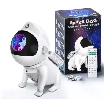 Elight G6 Space Dog Nebula-effect wand- & plafondprojector met speaker, Bluetooth-app, afstandsbediening, wit