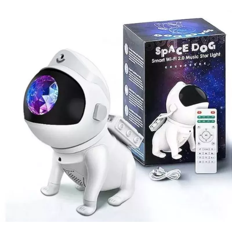 Elight G6 Space Dog Nebula-effect wand- en plafondprojector met luidspreker, Bluetooth-app en afstandsbediening, wit