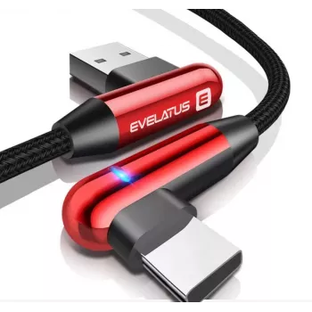 Evelatus Type-C datakabel TPC05 L-vorm rood