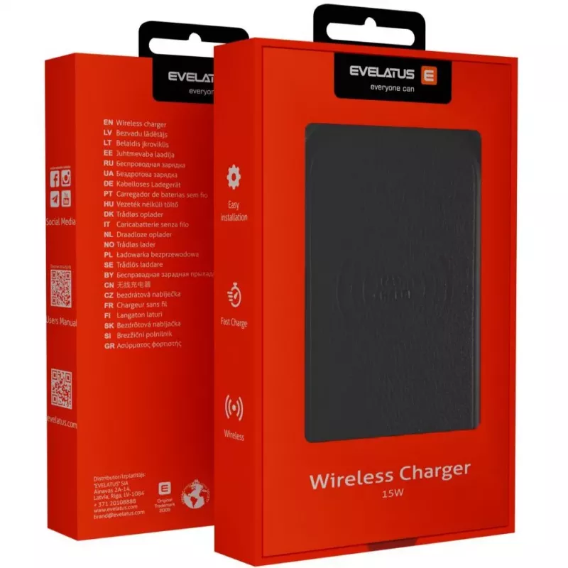 Evelatus Universele Draadloze Bureau Oplader EWD01 Zwart
