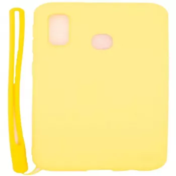 Evelatus Samsung A20e Soft Touch Silicone hoesje met draagband geel
