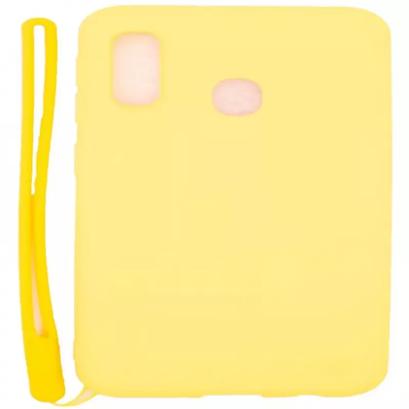 Evelatus Samsung A20e Soft Touch Silicone hoesje met draagband geel