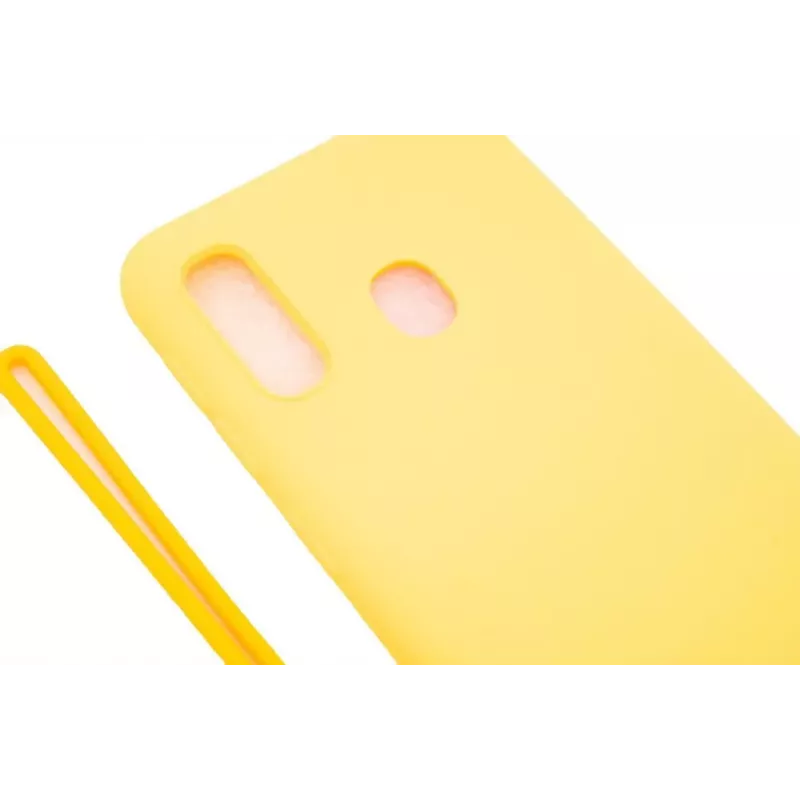 Evelatus Samsung A20e Soft Touch Silicone hoesje met draagband geel