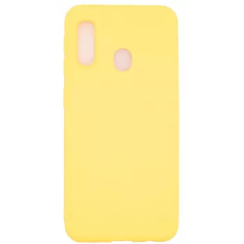 Evelatus Samsung A20e Soft Touch Silicone hoesje met draagband geel