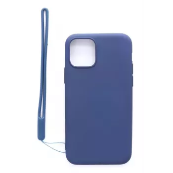 Evelatus Apple iPhone 11 Pro Soft Touch Silicone hoesje met draagband donkerblauw