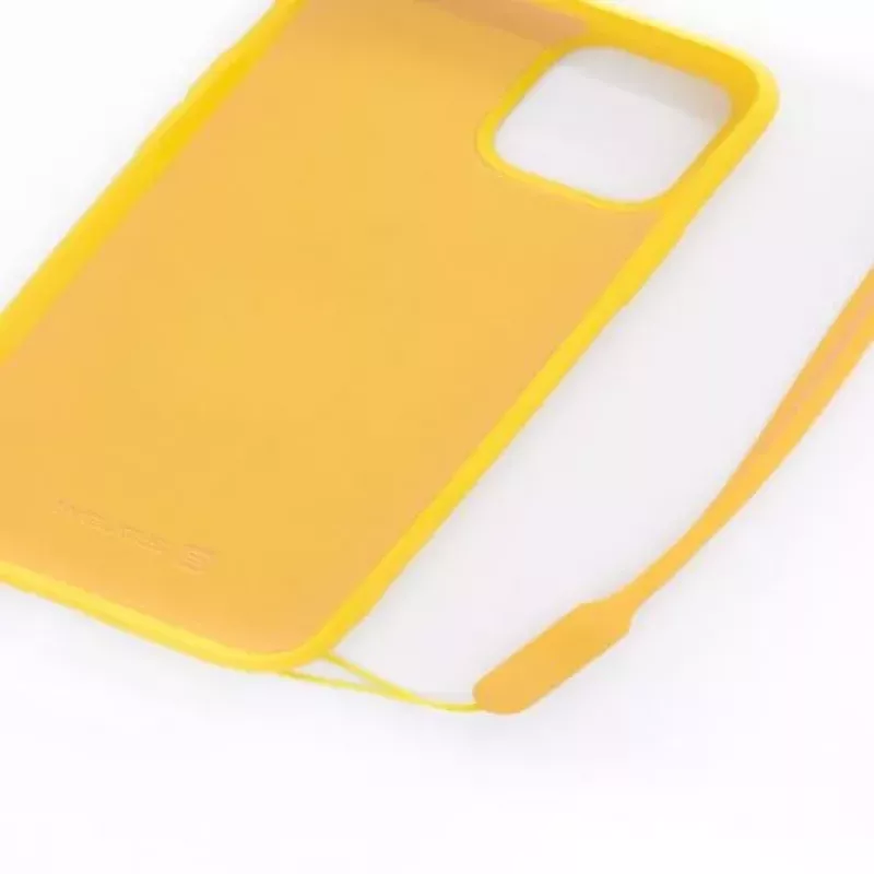 Evelatus Apple iPhone 11 Pro Soft Touch Silicone hoesje met draagband geel