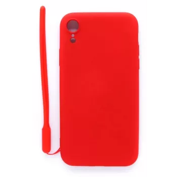 Evelatus Apple iPhone XR Soft Touch Silicone hoesje met bandje rood