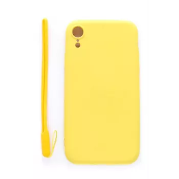 Evelatus Apple iPhone XR Soft Touch Silicone hoesje met band geel