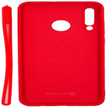 Evelatus Huawei P30 Lite Soft Touch Silicone hoesje met band rood
