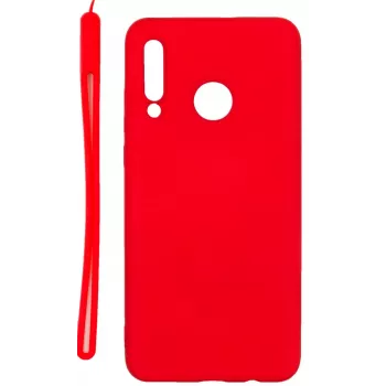 Evelatus Huawei P30 Lite Soft Touch Silicone hoesje met band rood