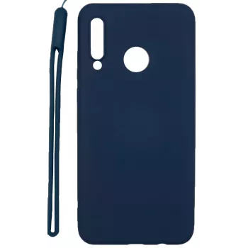 Evelatus Huawei P30 Lite soft touch siliconenhoesje met handkoord donkerblauw