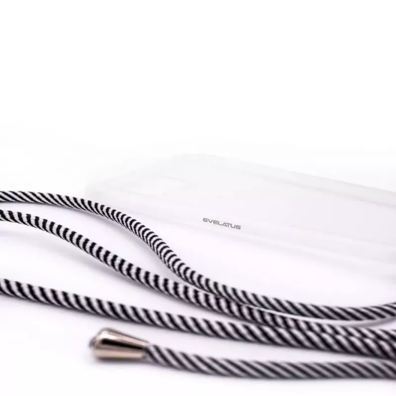 Evelatus Apple iPhone 11 Pro Max hoesje met band zwart strepen transparant