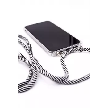 Evelatus Apple iPhone 11 Pro Max hoesje met band zwart strepen transparant