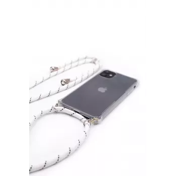 Evelatus Apple iPhone 11 Pro Max hoesje met koord witte strepen transparant