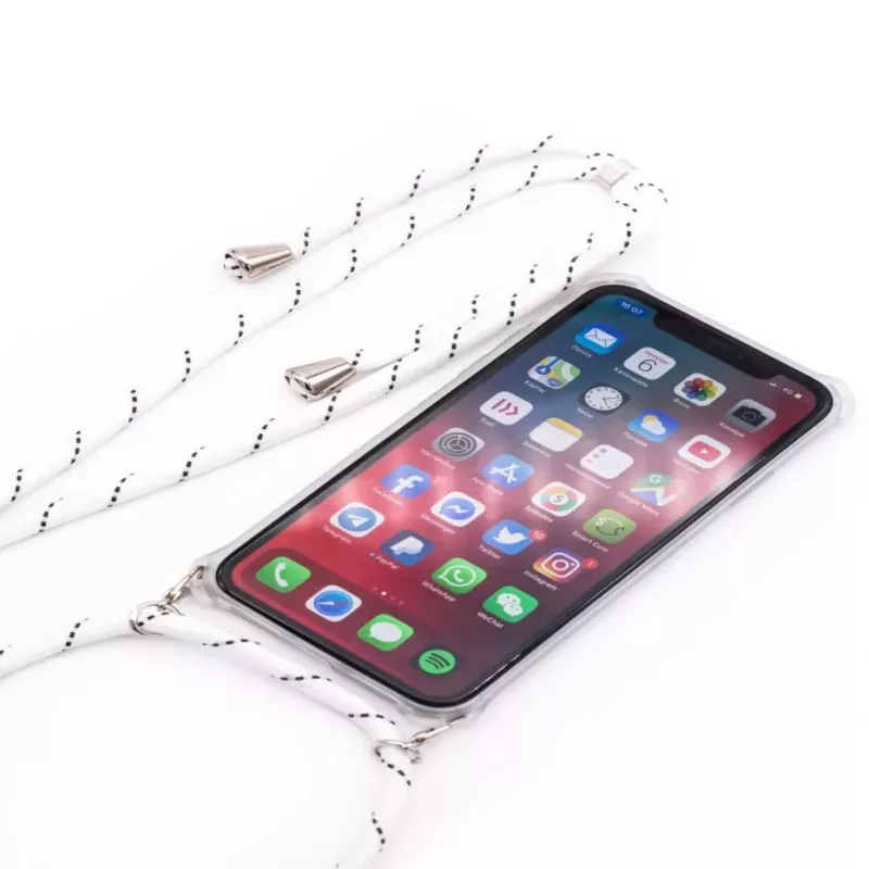 Evelatus Apple iPhone XR hoesje met band witte strepen transparant