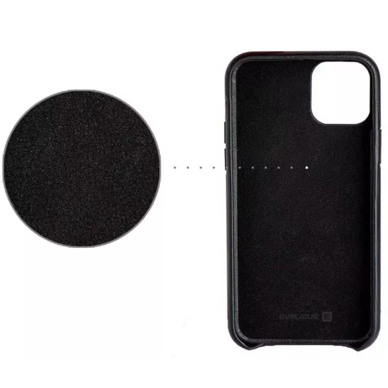 Evelatus Apple iPhone 11 Pro Max Lederen Hoesje Zwart