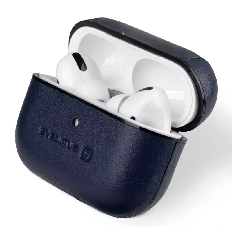 Evelatus Apple AirPods Pro Lederen Beschermhoesje Donkerblauw