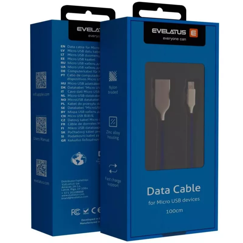 Evelatus Micro-USB-kabel EDC04 blauw 1m