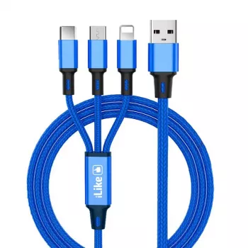 iLike Oplaadkabel 3 in 1 CCI02 Blauw