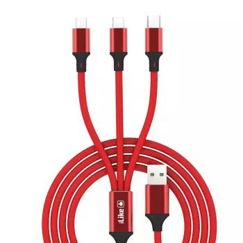 iLike Oplaadkabel 3 in 1 CCI02 Rood