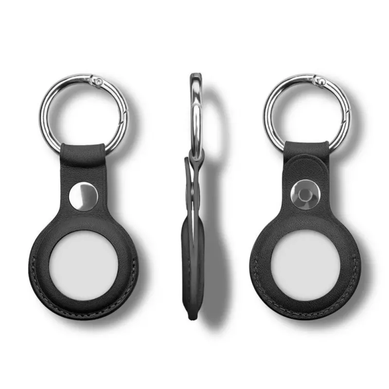 iLike AirTag PU Leder Schlüsselring Etui zwart