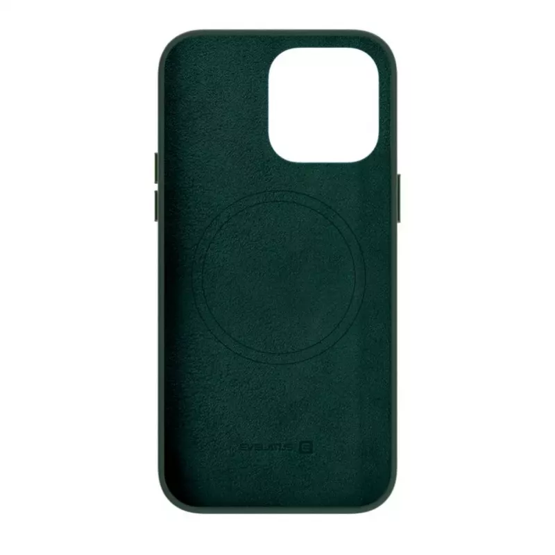 Evelatus Apple iPhone 14 echt leren hoesje met MagSafe donkergroen