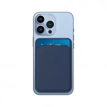 Evelatus universele iPhone echt leren MagSafe portemonnee blauw