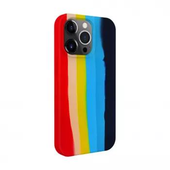 Evelatus Apple iPhone 14 Pro siliconenhoes meerkleurig regenboog