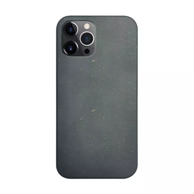iLike Apple iPhone 12 / 12 Pro siliconen-kunststof hoes Eco Print Design zwart
